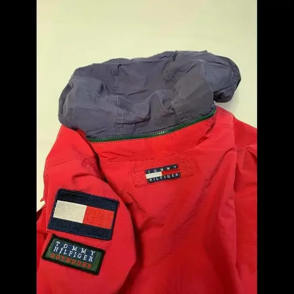 Mens TOMMY HILFIGER OUTDOORS Red Vintage Lined Jacket Sz L